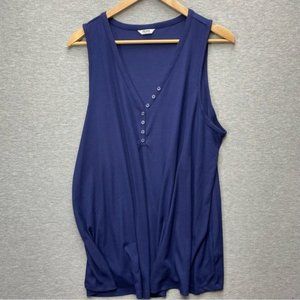Penningtons Plus Size Blue Quarter Button Tank Top